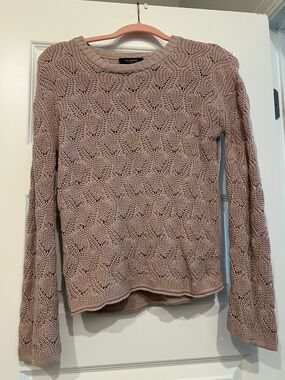 Open-Knit Cotton Scoop Neck Sweater in Blush by Cai NY
